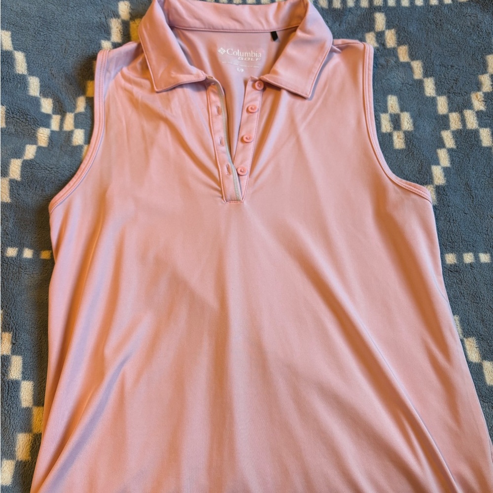 Columbia light pink sleeveless golf polo
